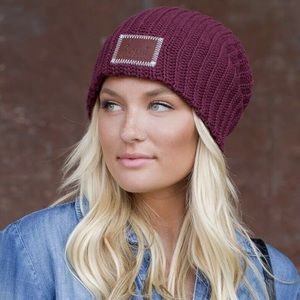 NEW Love Your Melon Knit Beanie Hat Cap Burgundy 100% Cotton NEW Unisex Women US